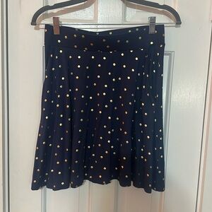 Boden Edie Jersey Skirt Navy and Gold Polka Dot Size 6P